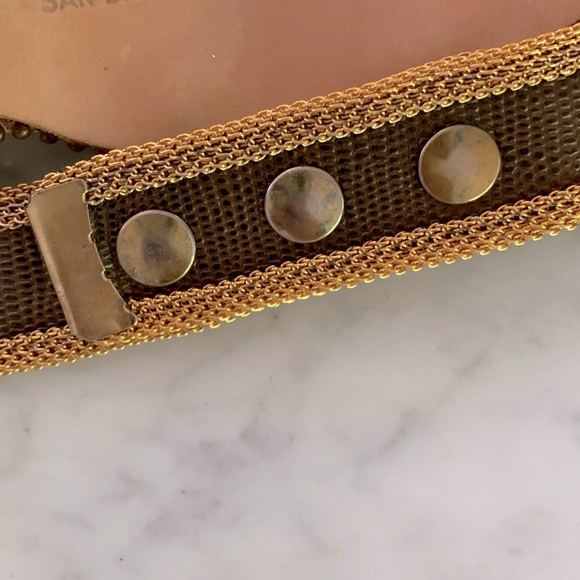 90’s vintage leather belt with Amber studs with gold chains attachment size 32” - Picture 5 of 14